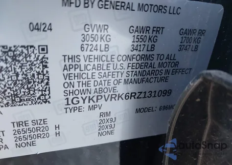 2024 Cadillac Lyriq Sport W/1Sj z USA, uszkodzony, nr VIN 1GYKPVRK6RZ131099